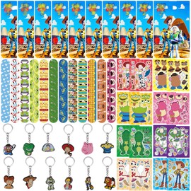 yumcute 50 Piece Party Bag Children's Birthday Set, Party Favour Toy, DIY Stickers, Key Buckle, Snap Bracelet, Children's Birthday Bags, Birthday Decoration, Goodie Bag, Fillers for Girls and Boys
