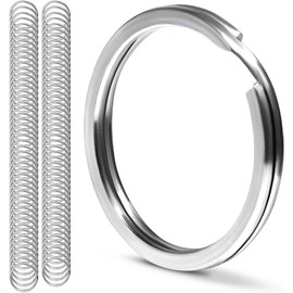 Crest 100 pcs Marine Grade Stainless Steel Split Ring for Keychains 1 inch 25mm SS316L Key Rings for Car Keys