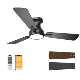 OPONL 42 Inch Black Ceiling Fan with Light with Remote Control, Large Air Volume, modern ceiling fan with light for Bedroom Kitchen Dining room Patio