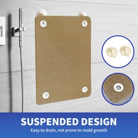 4 Hole Wall Mounted Mat, Loofah Shower Mat,Loofah Bath Mats for Shower,Non Slip Bath Mat,Anti Slip Shower Mat,Fast Drying Bath Mats,for Tub,Floor, Bathroom, Home, Kitchen, Hotel (grey, 24*36in)