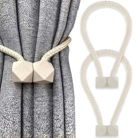 Yatinkim 2 Pack Curtains Tie Backs Drapes Holders Beige Magnetic Draperies Tiebacks Rope Adjustable Curtain Decorative Shower Accessories Outdoor
