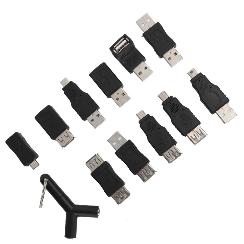 12Pcs USB2.0 Adapter 3.5mm 2 in 1 Audio Adapter Converter
