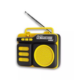 Dolphin Retrobox Mini Portable Bluetooth Speaker MP3 Player FM Radio Yellow