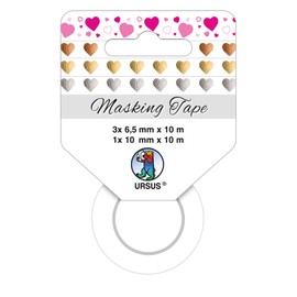 Ursus 58850002 Masking Tape, Hearts, Set of 4