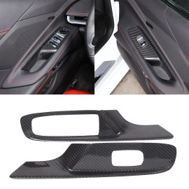 Ynei Fits 20-24 Corvette C8 HTC Real Carbon Fiber Window Lift Switch Panel Cover Trim