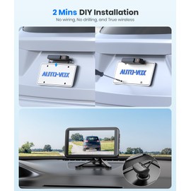 AUTO-VOX Solar Wireless Backup Camera with 5" 1080P Monitor: 5000mAh Battery 2 Mins DIY Installation & 2 Split Screen Back Up Camera, IP69K Waterproof Reverse Camera for Car, Van, SUV, Truck, Trailer