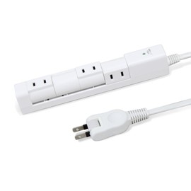 STYLED Rotating Magnetic Power Strip AC Outlet, 4 Outlets, 6.6 ft (2 m), White, Extension Cord, Rotary Tap, Lightning Guard, 1500W (4 AC Outlets)