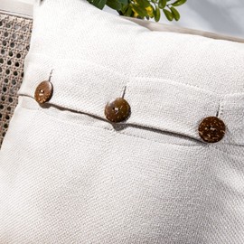 Phantoscope Farmhouse Throw Pillow Covers Triple Button Vintage Linen Decorative Pillow Cases for Couch Bed and Chair Off White, 12 x 20 inches 30 x 50 cm, Pack of 2