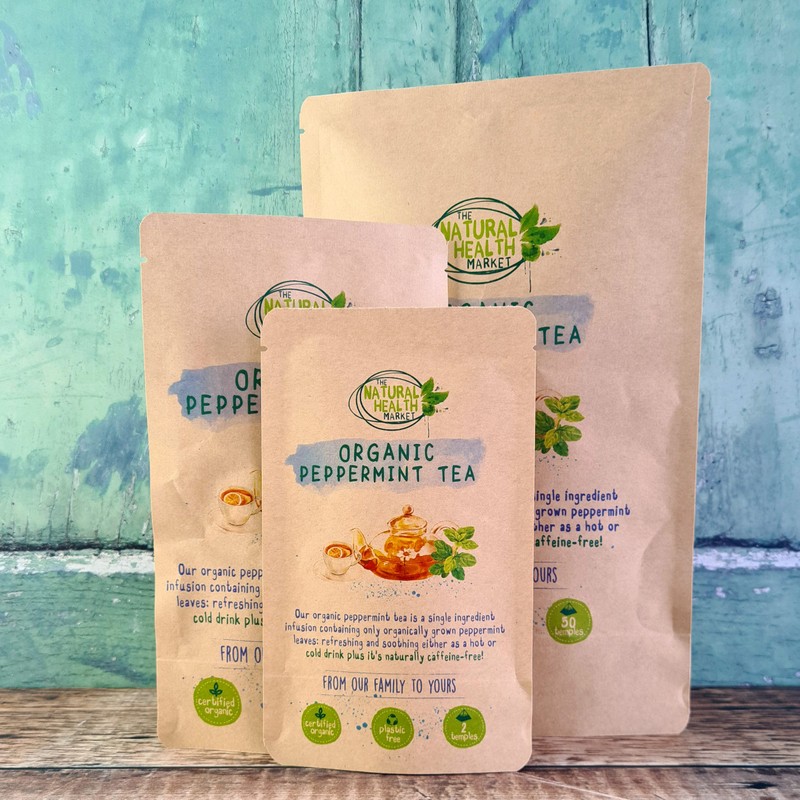 Organic Peppermint Tea Bags (50 Bags) By The Natural Health