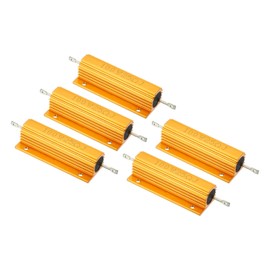 PATIKIL Pack of 5 100W 25 Ohm Aluminium Case Resistor Housing Wire Resistors Screw Tap Power Resistor Gold Tone