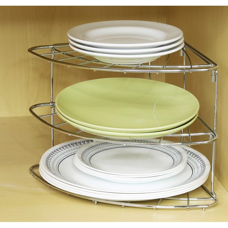 3-Tier Counter Corner Shelf Organizer, Chrome