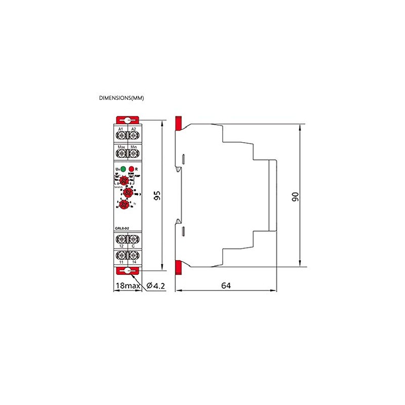 24V-240V GRL8-01 Liquid Level Control Relay Water Level Controller 10A