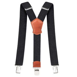 Pejoye Braces for Men Wide 4 cm Y Shaped with Extra Strong Metal Clips Durable Elastic Adjustable One Size for Men and Women, 3 clips - black orange