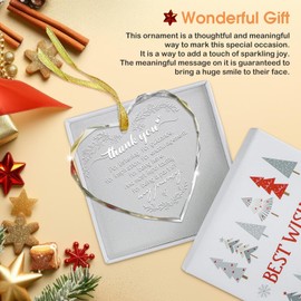 FaCraft Thank You Gifts for Women - Thank You Christmas Ornaments Glass Keepsake - Appreciation Gifts for Teachers Coworkers Friends Boss Employee Retirement Farewell Leaving Going Away Ideas