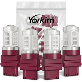 Yorkim 3157 LED Bulb Red 3157 led brake light bulb, 3157a led bulb 3156 led red lights 3056 3057 4157 bulb led 3157 Replacement Lamp for Stop Lights Brake Lights Tail Light Bulbs, pack of 4