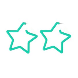 80s Neon Pink Earrings - S925 Trendy Hot Pink Earrings for Women Stylish Pink Themed Jewelry (Blue)