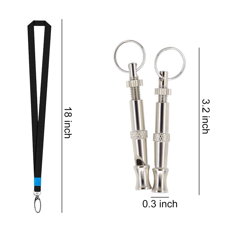 Andiker Dog Whistles with Lanyard 2 Pieces Professional Stainless Steel