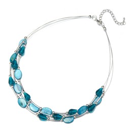 PEARL&CLUB Crystal Layered Statement Necklace For Women - Choker Necklace with Chunky Silver Chain, Birthday Gifts For Women (13-hole blue)