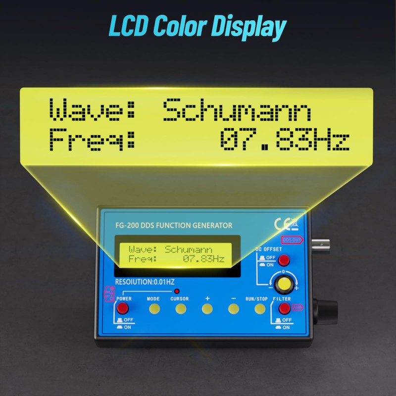 1Hz-500kHz DDS Signal Generator with Schumann Resonator, Portable Multifunction Waveform