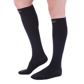 Doc Miller Calcetines de compresión con puntera cerrada para mujer, 8-15 mmHg, 1 par de calcetines de compresión para hombres y mujeres, Negro -, XXXL