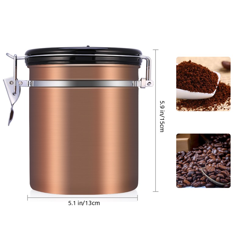 1.5L 304 Stainless Steel Airtight Coffee Beans Container Storage Canister