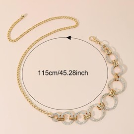 BSITSSS Rhinestone Waist Belt Women's Fashion Belt for Dress, Versatile Thin Belt Women, Adjustable Waist Belt, Skinny Retro Belt Dress for Jeans Dresses, gold