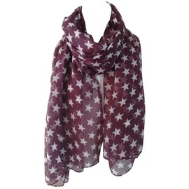 GlamLondon Star Print Scarf Large Size Fashionable Printed Stars Women Wrap (Purple - SM-7029)