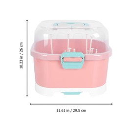 Kisangel Baby Bottle Drying Rack Dish Rack with Cover Bottles Storage Box Dish Strainer Basket for Kitchen Dish Drainers Racks