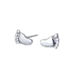 Minimalist Tiny Feet Stud Earring for Women Silver Small Cute Feet Earrings