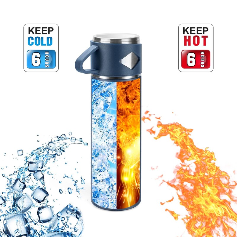 Vacuum Insulated Flask 700ml/23.6oz Stainless Steel Thermo Bottle with Cup