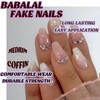 Pink Press on Nails Medium Coffin BABALAL False Nails Sparkly