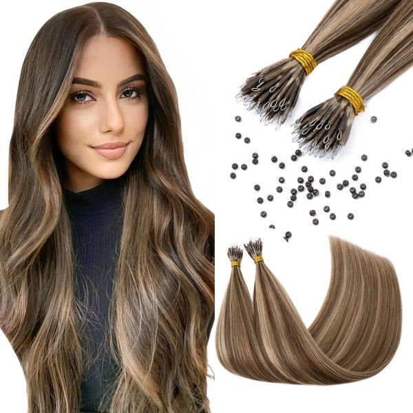 Elailite Nano Beads Hair Extension Real Human Hair 50 Strands