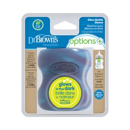 Dr. Brown's Options+ Wide-Neck Glass Bottle Sleeve, 100% Silicone, Glow-in-the-Dark, BPA-Free, 5 oz, 1-Pack