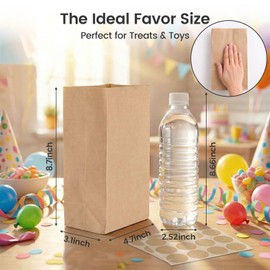 VGOODALL 24 Pack Brown Kraft Paper Bags with Stickers, 4 Designs