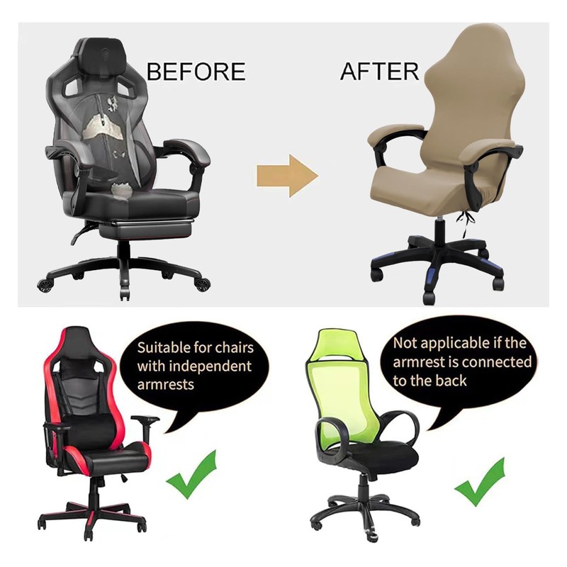 ACOFRR Gaming Chair Cover Set with Armrest Covers, Stretch Ruffled