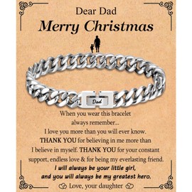 TEVOP Dad Christmas Gifts, Dad Engraved Bracelet Dad Gifts from Daughter, Cuban Chain Bracelet Christmas Gifts for Dad, Presents for Dad Xmas Gifts for Men