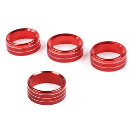 AuTK Aluminum Alloy HVAC Knob & Light Switch Cover Kit for Jeep Wrangler JL/JLU & Gladiator JT 2018-2025 (4Pcs Red) - AC Climate Control Panel Trim Rings, Metal Interior Upgrade Accessories