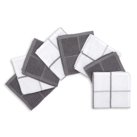 AMOUR INFINI Terry Dish Cloths Set of 8 - Highly Absorbent, Super Soft Kitchen Dishcloth - Reusable Quick Dry Dish Rags for Cleaning & Drying Dishes (12x12 Inch - L.Grey)