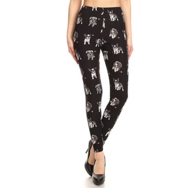 Leggings Depot High Waisted Checkered & Animal Print Leggings for Women-Full Length-R925, Fur Friends, 3X5X