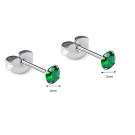 1 Pair Implant Grade Titanium Stud Earrings Set Hypoallergenic 3mm 4mm 5mm 6mm Cubic Zirconia G23 Titanium Earring Studs for Women Men for Sensitive Ear (3mm green)