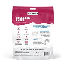 Icelandic+ Collagen Puffs: Baked Beef Collagen with Cod Skin 2.5oz - Treats for Med-Lg Dogs, Crunchy Protein Bites