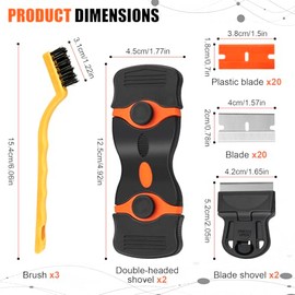7 Pack Razor Blade Scraper Tool, Razor Scraper, Paint Scraper for Cleaning, With Extra 40Pcs Blade Scraper, For Cooktop, Wall, Floor, Glass Cleaning Scraper