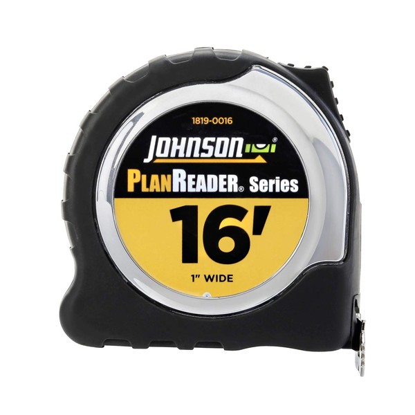 Johnson Level & Tool 1819-0016 PlanReader Power Tape, 16', Black,