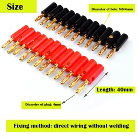 LWCUSNJ 4mm Audio Speaker Cable Connector,24 Pcs Banana Plug Wire Cable Screw Banana Plug Connector Black&Red