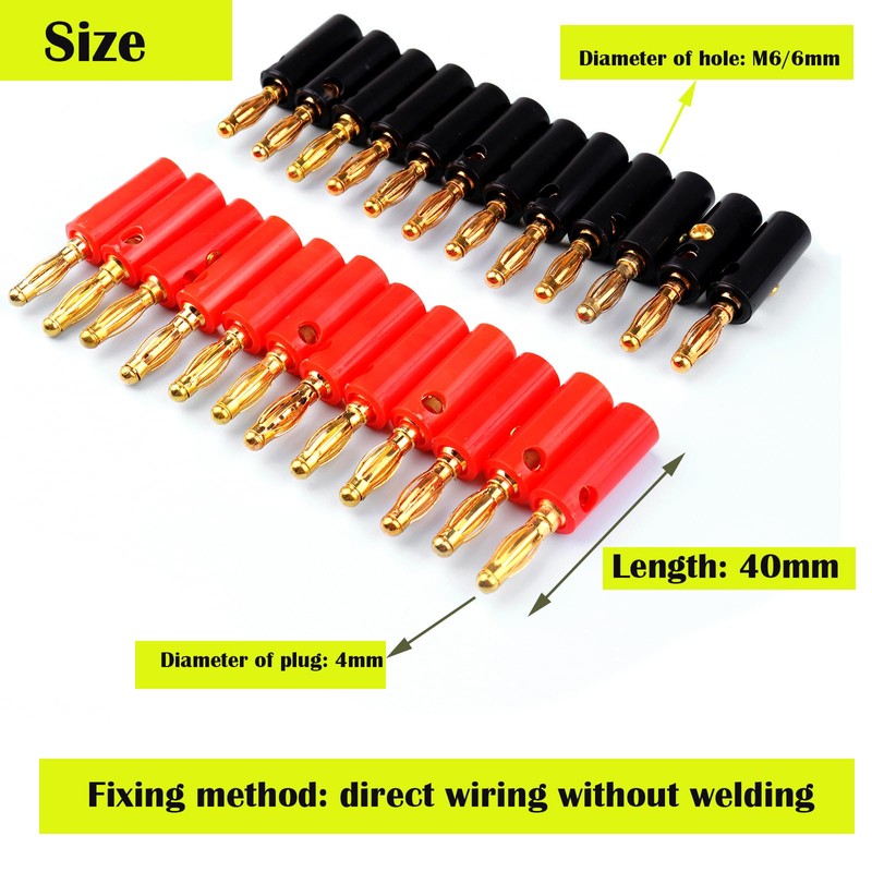 LWCUSNJ 4mm Audio Speaker Cable Connector,24 Pcs Banana Plug Wire