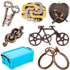 6PCS Metal Brain Teaser Puzzles for Adults Hand Puzzle Unlock Interlocking Puzzle Toy Lock Puzzles Gift for Adults Teenagers