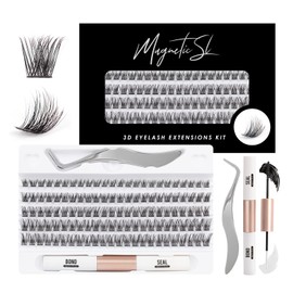DM17 Eyelash Clusters, DIY Eyelash Extensions Kit with Applicator and Eyelash Glue and Seal, False Eyelashes, Natural Look, C D Curl, Soft Eyelashes, 10-16 mm, Pack of 120