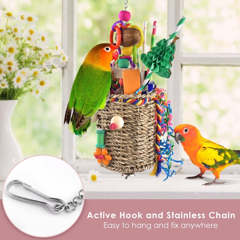 KATUMO Bird Toys, Parrot Grass Basket and Shredding Foraging for
