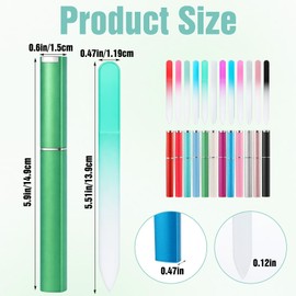 Kenaeooe 24 Pcs Glass Nail Files for Natural Nails with Case Double Sided Crystal Glass Nail File Set for Manicure Women Adults 12 Colors