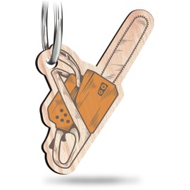 Kettensäge Schlüsselanhänger handgemacht aus Holz, Glücksbringer, Motorsäge, Waldarbeiter Geschenk, Handwerker Geschenk, Holzfäller, Witziges Geschenk Männer